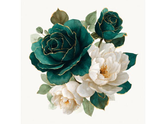Download 14 JPG Emerald Gold Floral Set - Era Collection